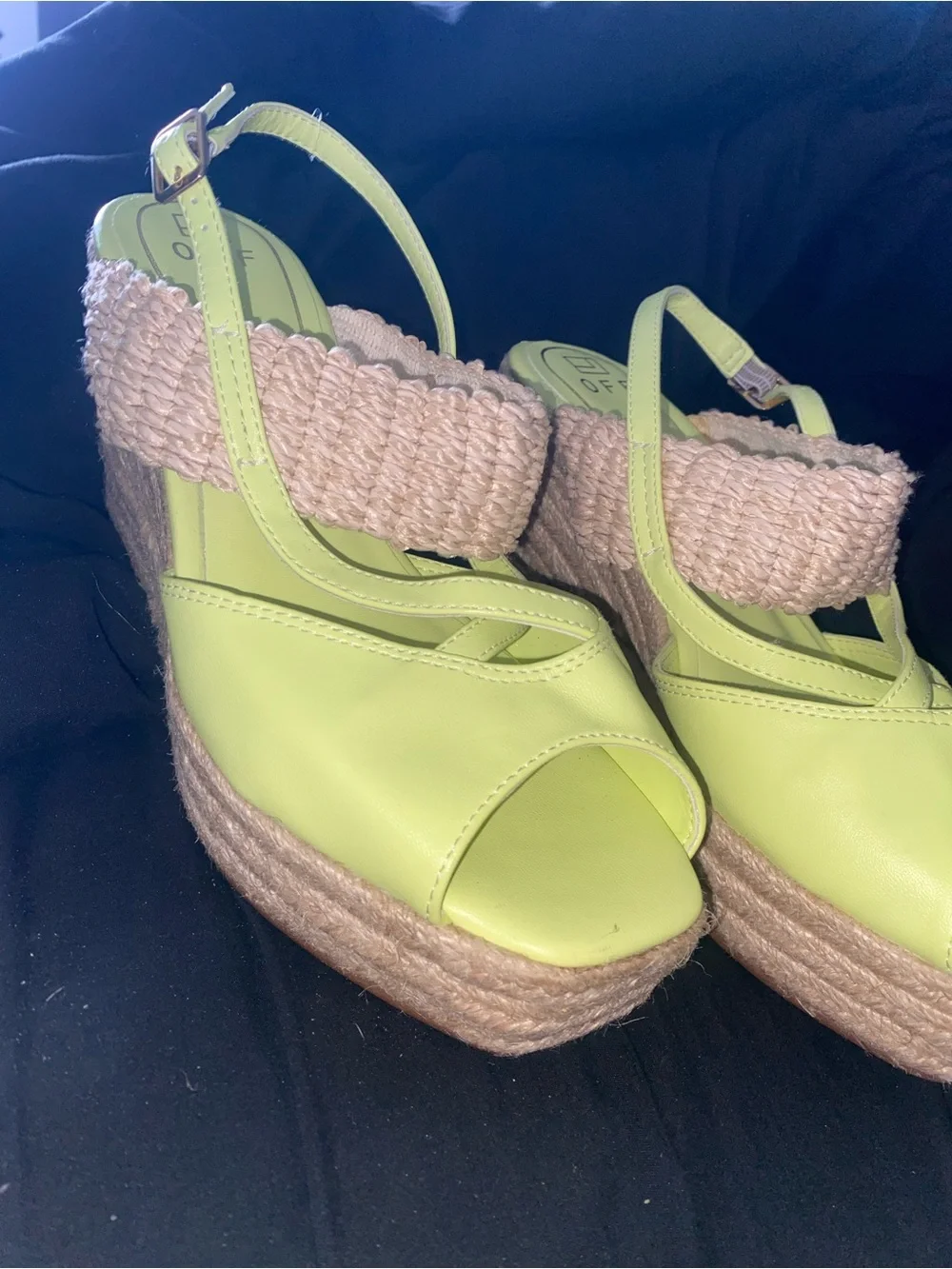 OFF Lime Green Espadrille Platform Wedge Sandals Made in Brazil Size 9
